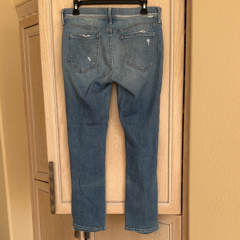 Mother’s Classic Blue Rascal Slit Jeans